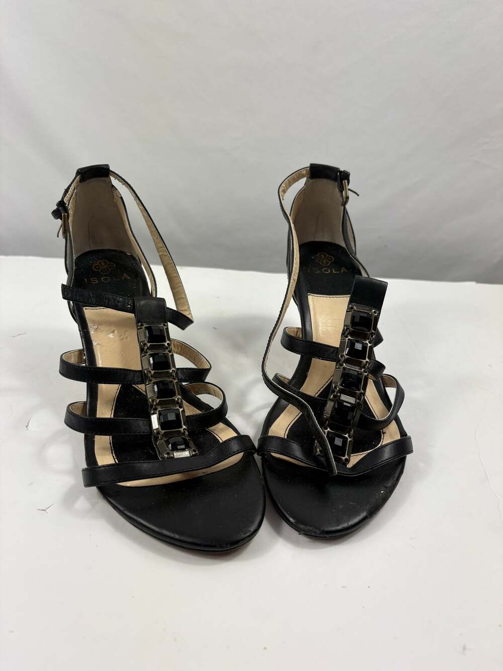 Isola Black Strappy Heels Size 8